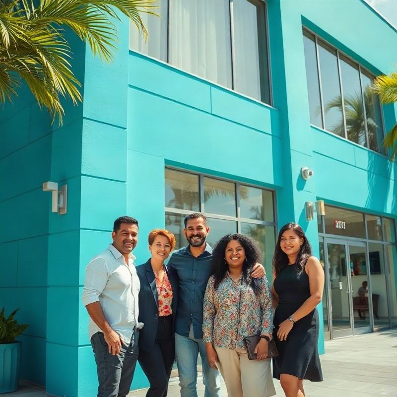 Equipe local em frente a um edifício comercial na Asa Sul, em Brasília